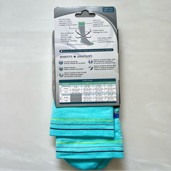 Doctor Johnny's Stripe Navy + Teal Cotton Compression Socks - Picture 4 of 5